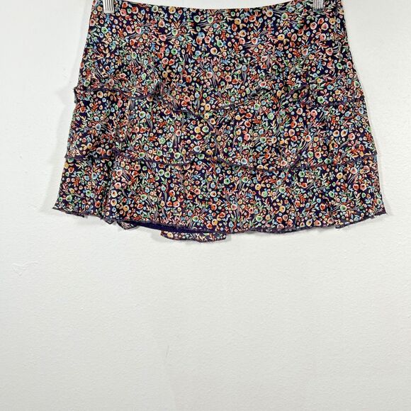 Express‎ Mini Skirt Womens 4 Floral Flowy Tiered Ruffle Hem Casual Festiva - Picture 1 of 5